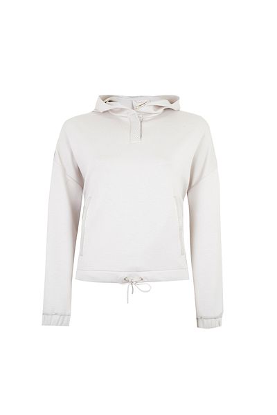 Desa Γυναικείο δερμάτινο φούτερ Amari Beige με λεπτομέρεια με κουκούλα
