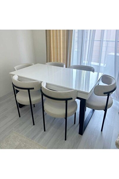 Kaktüs Avm 6'lı Teddy Sandalye Mutfak Sandalyesi Salon Sandalyesi Cafe (MASASIZ)beyaz Tek Renk