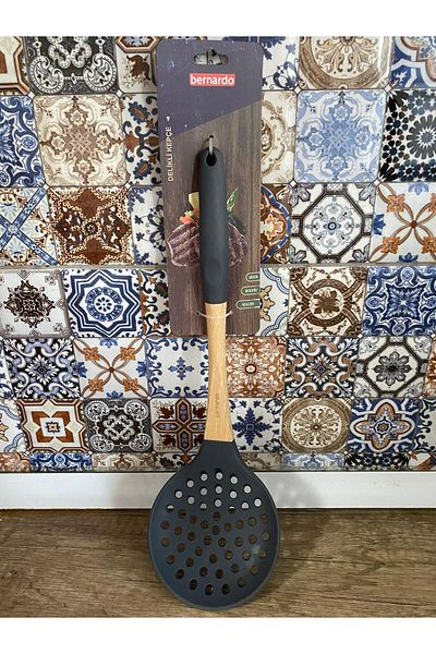 AHC LİFE Wooden Ladle - Silicone Perforated, 33 cm