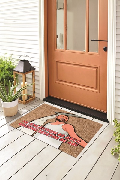 Viyana Home Dijital Baskılı Kaymaz Taban Yıkanabilir Renkli Esprili Kapı Önü Paspası (40x60cm)