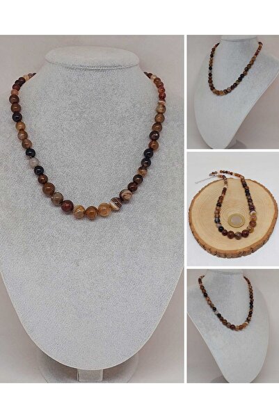 Yasamtohumu قلادة بتصميم حجر العقيق البني من سلسلة Galaxy