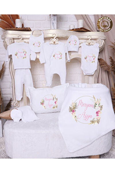 yzc home size dair... K69 Isme Özel Isimli Kız Bebek 10lu Beyaz Hastane Çıkış...