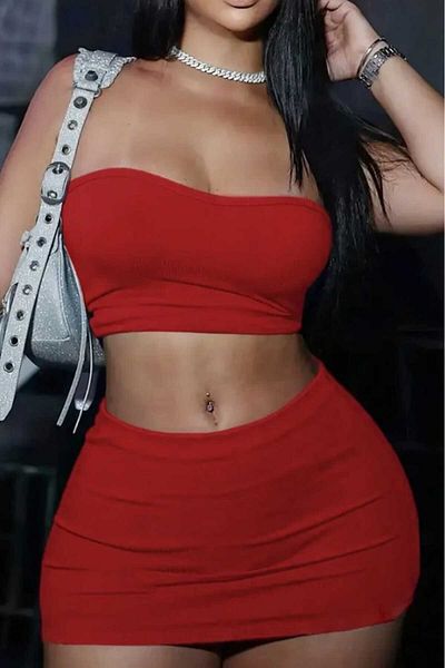 BENİMOLMALI Red Skirt Crop Set Mini Skirt Short Skirt Set