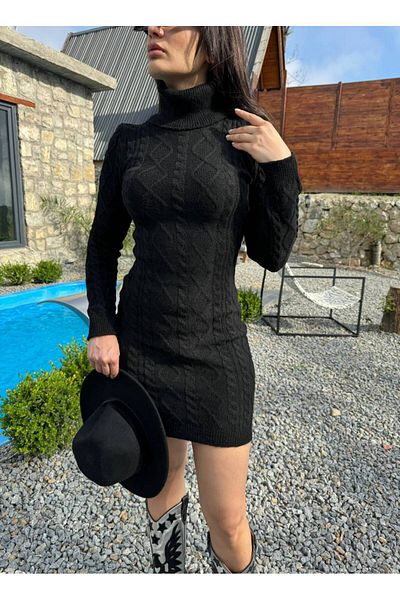Cloudy Kids Rochie de damă cu gât țesut din tricot cu modele