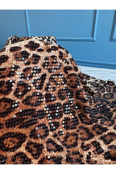Hayalet kumaş Leopard Flexible Fabric with Sequins