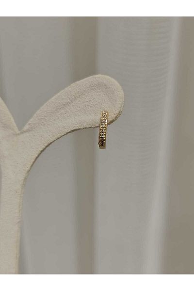 PileaD Gold Hoop Model Zircon Stone 316L Tarnish Free Antiallergic Guaranteed Steel Earrings