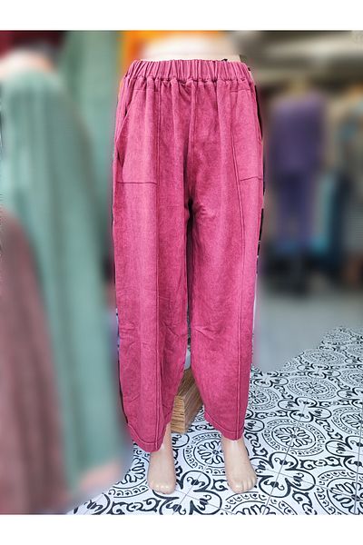 Sosyete Kaplumbağa Authentic 100% Cotton Pocket Antique Washed Loose Baggy Pants