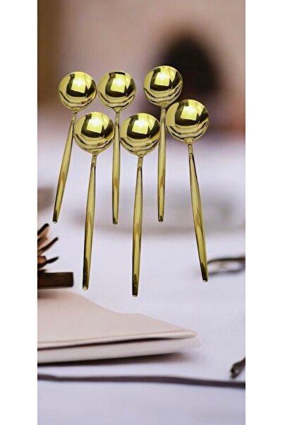 LeesHome 12Pcs Gold Stainless Steel Dessert Spoons and Fork
