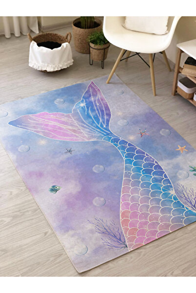 Evmila Deniz Kızı Desenli Baskı Kalın 7mm Halı Modeli