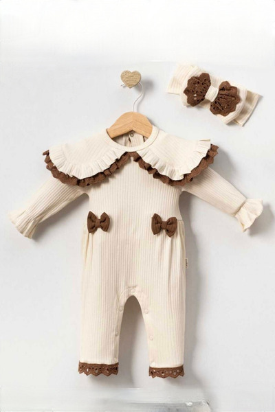 Cherub Baby Adel Scalloped Ruffled 100% Cotton Baby Girl Jumpsuit