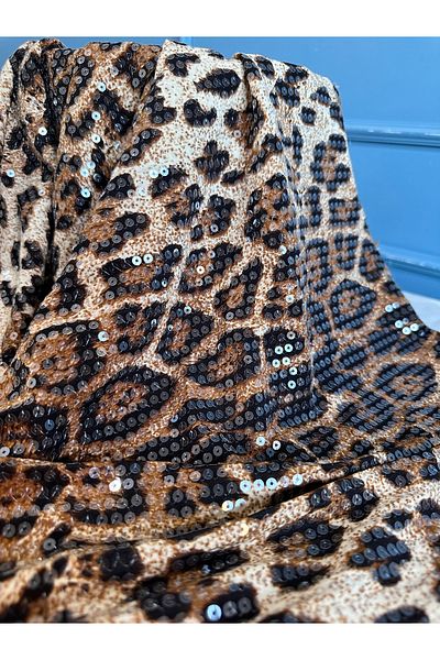 Hayalet kumaş Leopard Flexible Fabric with Sequins