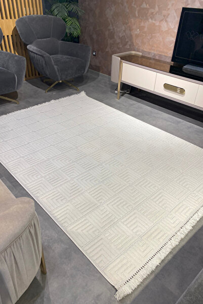 Halı Sepeti Luxess Dizayn 1062 Krem Kaymaz Taban Kesme Yolluk Mutfak Halısı M...