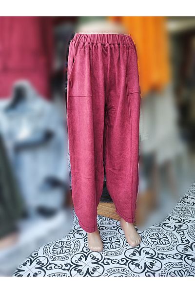 Sosyete Kaplumbağa Authentic 100% Cotton Pocket Antique Washed Loose Baggy Pants