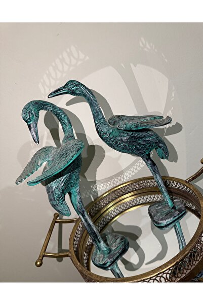 hediye ESTERHOMEDECOR 2’li metal flamingo yeşil eskitme