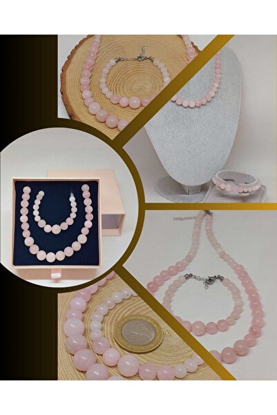 Yasamtohumu Galaksi Serisi Pembe Kuvars Taşı Kolye & Bileklik Seti