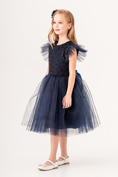 Mnk Baby&Kids Tüllü Kız Çocuk KPL Elbise MNK0526 KOYU LACİVERT