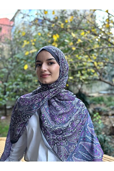 shalby شال قطني منقوش باللون الأرجواني حجاب داليا