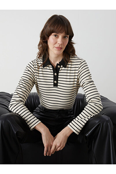 LC Waikiki Γυναικείο μπλουζάκι Polo Neck ριγέ