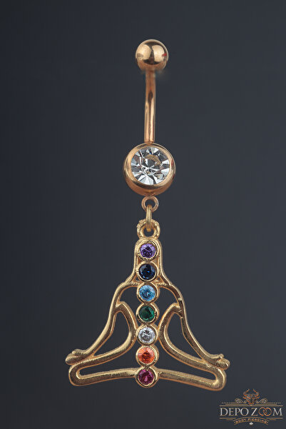 depozoom 316L Cerrahi Çelik Zirkon Taşli Şakra Göbek Piercing