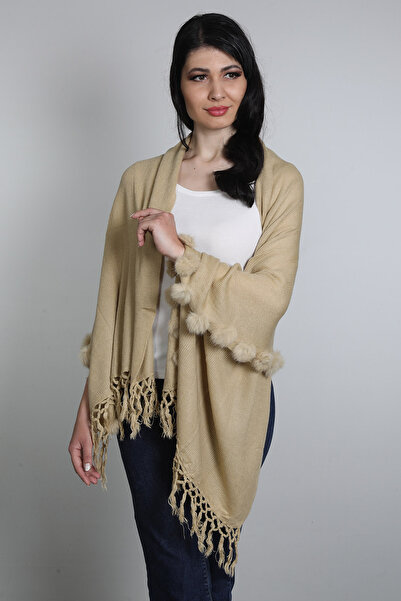 Mystic Bej Renk Pamuklu Ipek Şal