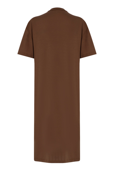 muub's Дълга рокля с кръгло деколте и двоен страничен цепка, голям размер, TDRESS