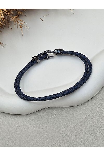 AURA Genuine Leather Men's Bracelet with Steel Apparatus