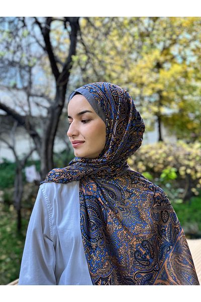 shalby Şal din bumbac cu model Dalia albastru