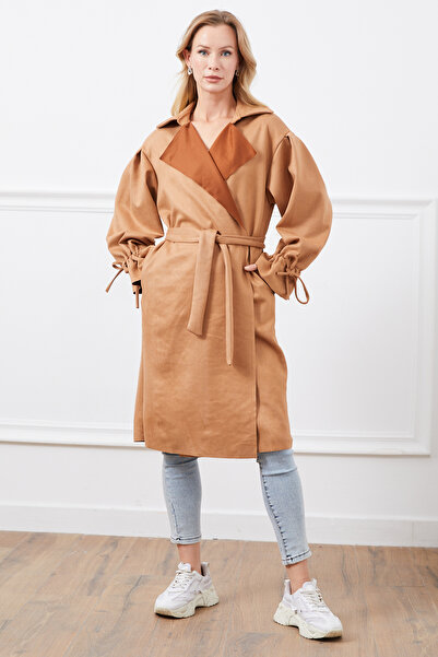 DPARİS Kuşak Detaylı Süet Trençkot