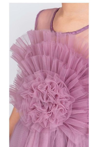 Mnk Baby&Kids Rochie de seară pentru fetiță, cu bretele până la podea, cu motiv trandafir - M00670 MÜRDİM