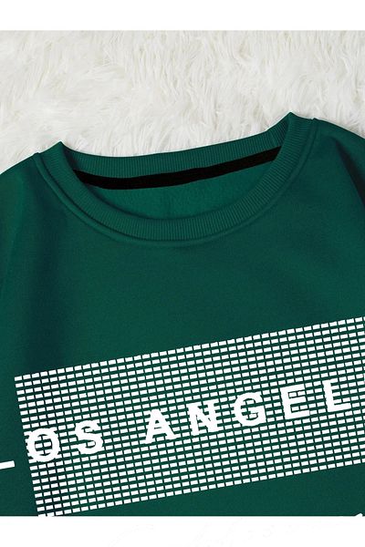 Revasser Unisex Γυναικεία/Ανδρική Λεπτομερής Λος Άντζελες Ειδική στάμπα, πολύχρωμη, βαμβακερή φούτερ με λαιμόκοψη