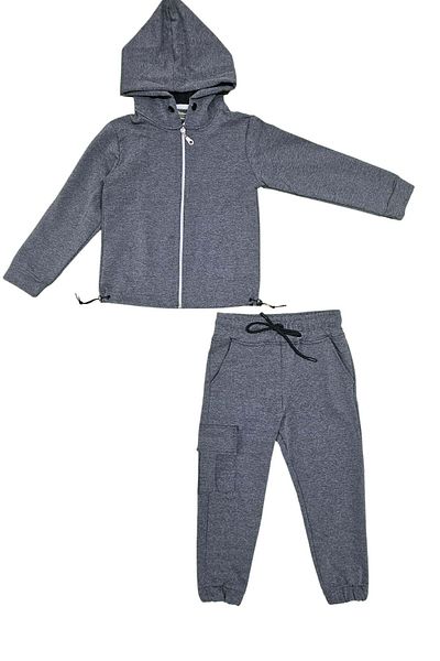 Mnk Baby&Kids Casual αθλητική φόρμα για κορίτσια - 2 κλωστές με κουκούλα, φερμουάρ και ελαστική μέση MNK0664 ANTHRACITE