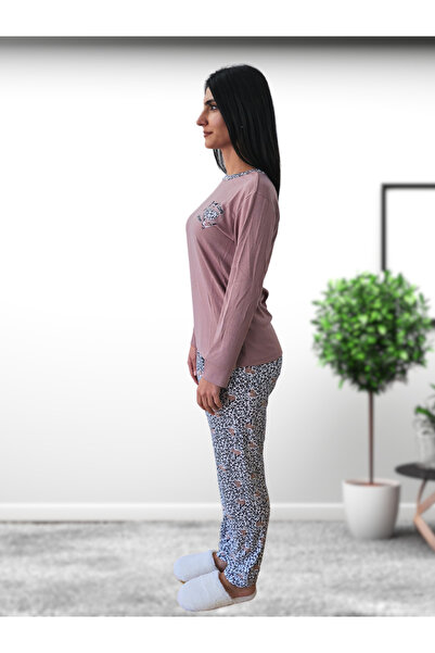YusGos Love Dream Heart Patterned Cotton Women's Pajamas Set (G.Dried)