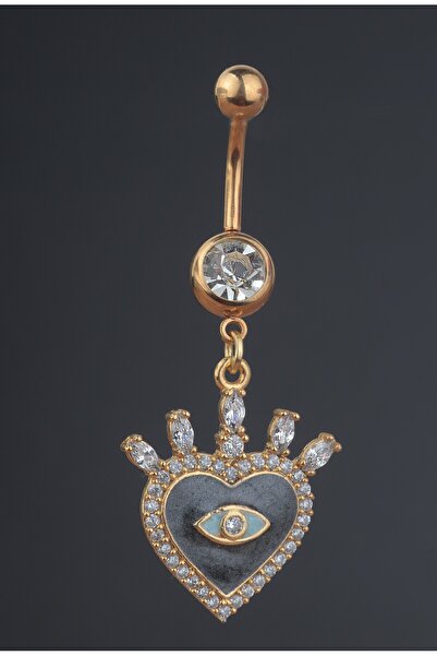 depozoom 316L Cerrahi Çelik Zirkon Taşli Kalp Göbek Piercing