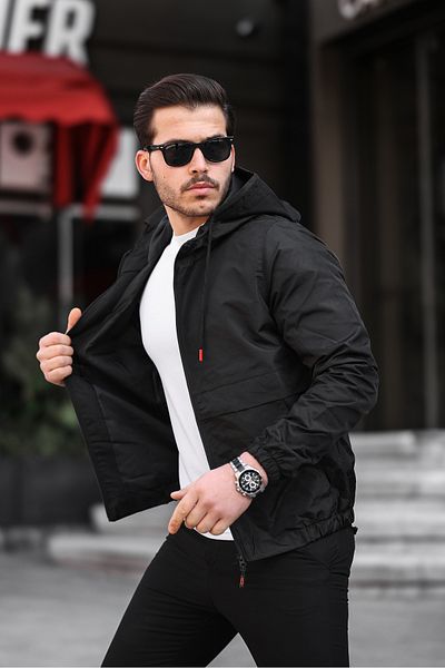 PRİFALDİ Prifaldi Ανδρικό Μαύρο Slim Fit Αδιάβροχο και αντιανεμικό εποχιακό μπουφάν