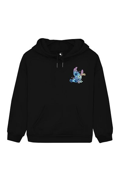 PURE EFFECT Унисекс детски суитшърт Lilo & Stitch с 3 прежди - щампован и многоцветен суичър с качулка
