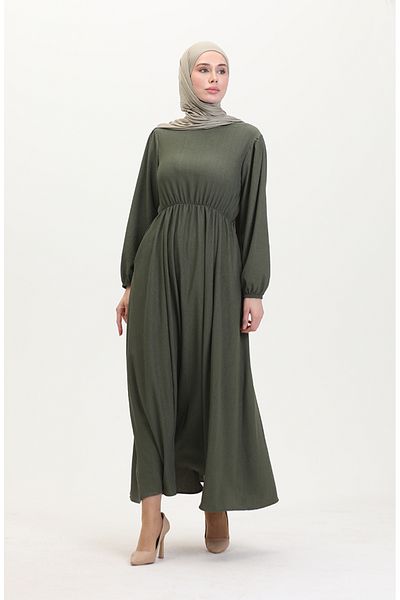 sefamerve Khakifarbenes Taschenkleid – Modell 1099-01
