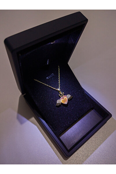 SeyCey.co في صندوق مضاء ممتاز | قلادة القلب الوردي مع أجنحة | فولاذ 316 لتر - غير قابل للتشويه | هدية المرأة