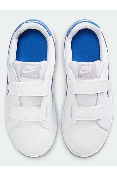 Nike Court Royale White Unisex Kids Sneakers - Genuine Leather, Strappy and Velcro Sneakers