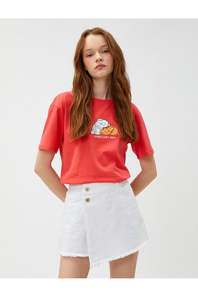 Koton Cotton Short Sleeve Crew Neck Printed T-Shirt