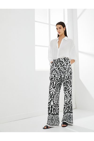 Koton Palazzo Trousers Wide Leg Ethnic Patterned Pockets