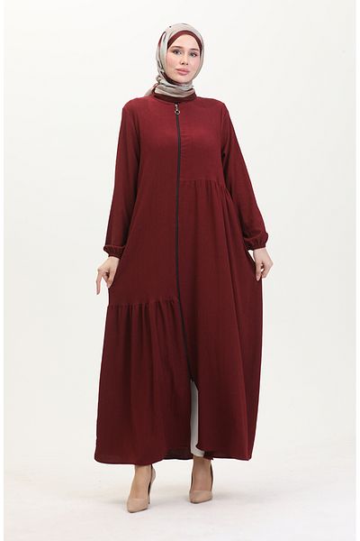 sefamerve Claret Red Gathered Ferace - Μοντέλο 1027-03
