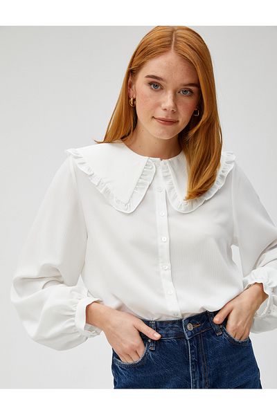 Koton Wide Baby Collar Shirt Long Sleeve
