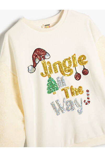 Koton Φούτερ με Πρωτοχρονιάτικο θέμα Παγιέτες Βαμβακερές με παγιέτες