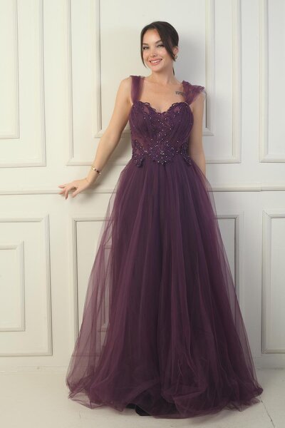 By Saygı فستان نسائي من الأمام والخلف ورقبة على شكل حرف V مبطن بأكمام منخفضة ...