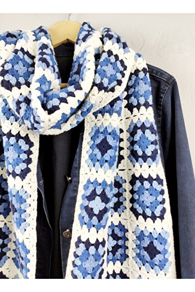 El örgüsü El Yapımı Tığ İşi Motif Patchwork Kadın Atkı