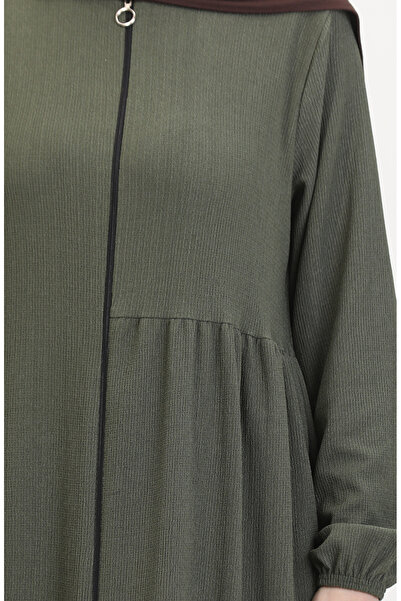 sefamerve Khaki Colored Gathered Ferace - 1027-02