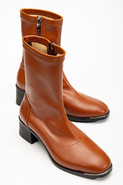 DENORA Μπότες Stretch Tan Matte Skin Brown Stretch Sock Boots