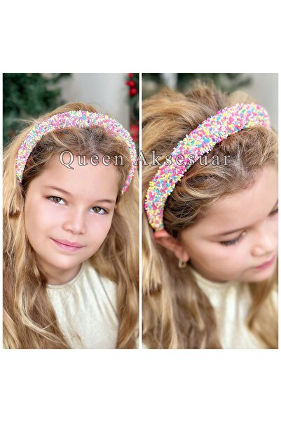 Queen Nelly Curcubeu de lux cu bomboane de lux importate roz - Coroană pentru copii pentru femei, cu burete bombat