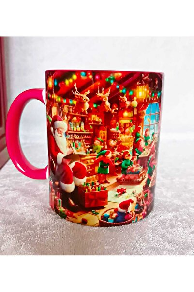 Mugs and love Noel baba vintage baskı büyük boy porselen kupa