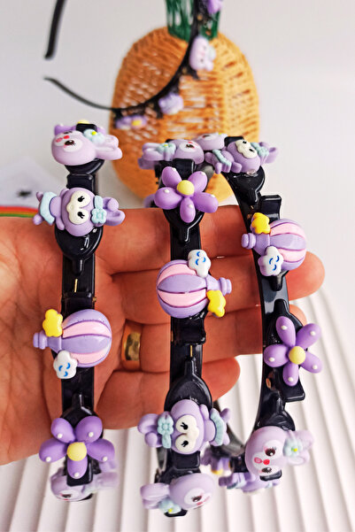 Nisankids Κορώνα με μπαλόνι-κουνέλι-μωβ λουλούδια με κλιπ και μανταλάκια